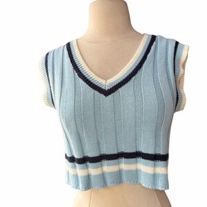 Ultra Flirt 100% Acrylic Cable Knit V-Neck Crop Sweater Vest